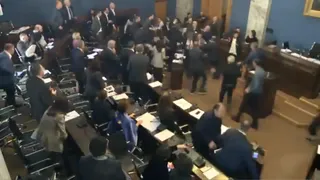 En el Parlamento de Georgia, una sesión terminó a las trompadas